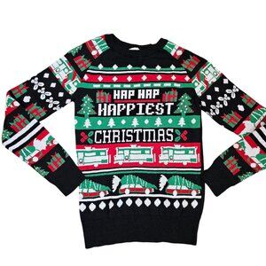 Christmas Vacation Womens XS Black Snowflake Happiest Holiday Sweater Fair Isle‎